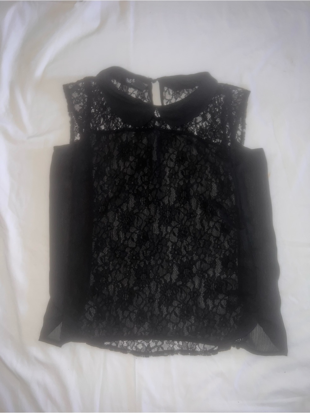 Self Esteem Black Lace Sleeveless Camisole with Peter Pan Collar